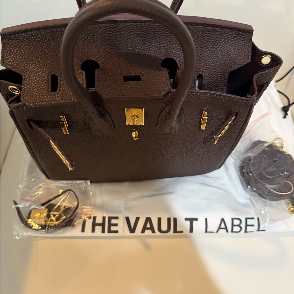 The Vault Label Blake Double Handle Brown Leather Handbag